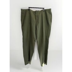 Stacy Adams Men's 48X32 Green Linen Blend Dress Pants Big & Tall Summer Wear